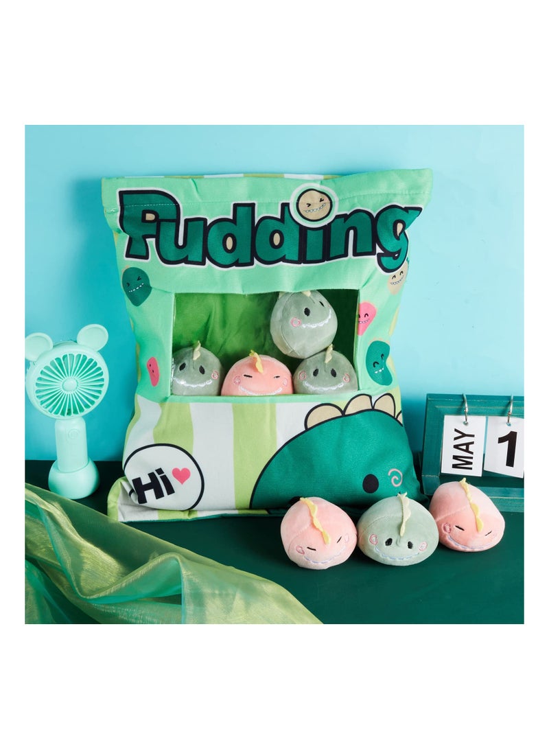 Plush Pillow Kawaii Room Decor Throw Removable Stuffed Animal Toys Fluffy Dinosaur Creative Gifts for Teens Girls Kids Green - Image 3