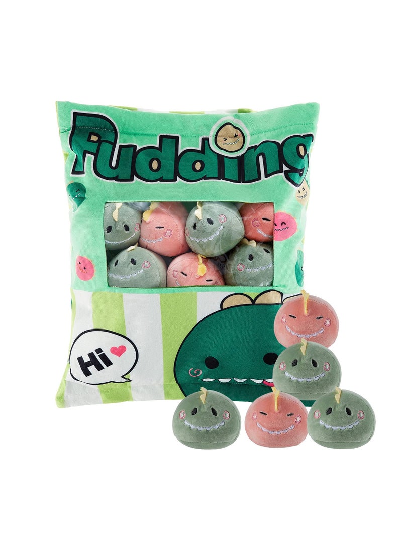 Plush Pillow Kawaii Room Decor Throw Removable Stuffed Animal Toys Fluffy Dinosaur Creative Gifts for Teens Girls Kids Green - Image 1