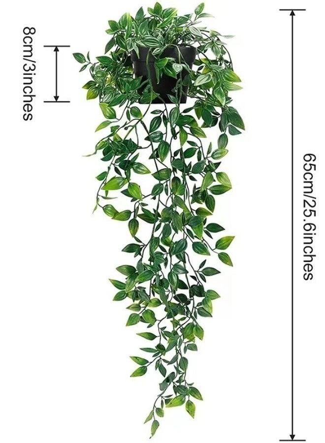 DURKU Artificial Hanging Mandala Vine Plant in Pots 2pcs with Realistic Faux Leaves Eco-Friendly Fake Hanging Plant with Pot Decor for Home and Office Indoor and Outdoor Garden Shelf - Image 5