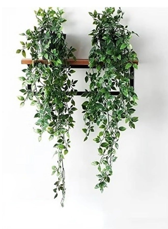 DURKU Artificial Hanging Mandala Vine Plant in Pots 2pcs with Realistic Faux Leaves Eco-Friendly Fake Hanging Plant with Pot Decor for Home and Office Indoor and Outdoor Garden Shelf - Image 2