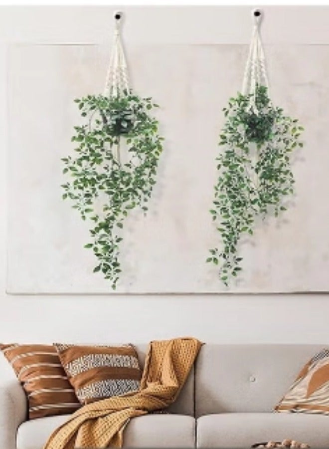 DURKU Artificial Hanging Mandala Vine Plant in Pots 2pcs with Realistic Faux Leaves Eco-Friendly Fake Hanging Plant with Pot Decor for Home and Office Indoor and Outdoor Garden Shelf - Image 3
