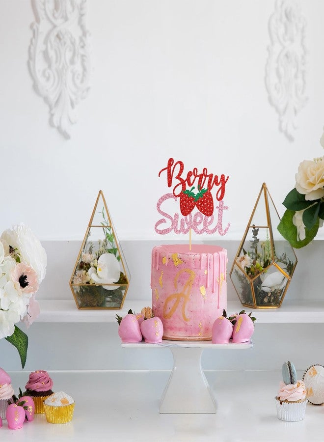 Helewilk Berry Sweet Cake Topper, Strawberry Fruit Themed 1st Birthday Baby Shower Gender Reveal Party Decorations, Sweet One Birthday Party Supplies - Image 4