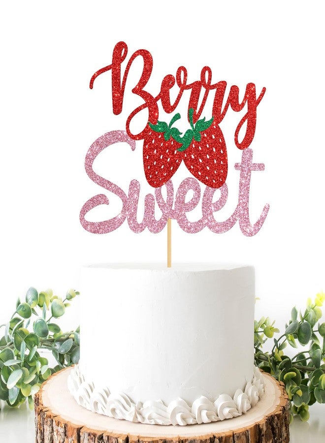 Helewilk Berry Sweet Cake Topper, Strawberry Fruit Themed 1st Birthday Baby Shower Gender Reveal Party Decorations, Sweet One Birthday Party Supplies - Image 1
