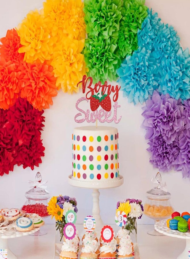 Helewilk Berry Sweet Cake Topper, Strawberry Fruit Themed 1st Birthday Baby Shower Gender Reveal Party Decorations, Sweet One Birthday Party Supplies - Image 5