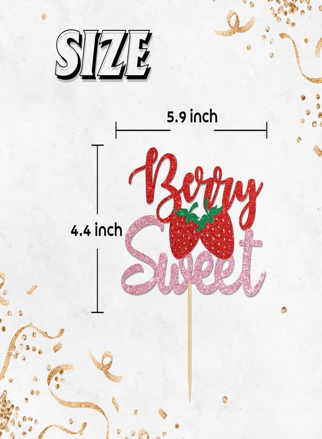 Helewilk Berry Sweet Cake Topper, Strawberry Fruit Themed 1st Birthday Baby Shower Gender Reveal Party Decorations, Sweet One Birthday Party Supplies - Image 3