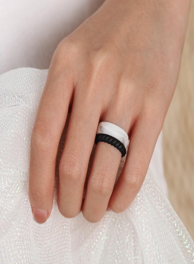 Egnaro Women's Bridal Rings Sets, Inner Arc Ergonomic Breathable Design Silicone Rubber Wedding Bands, 7.5-8, Silicone, No Gemstone - Image 4
