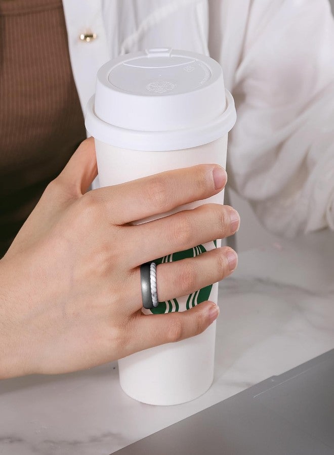 Egnaro Women's Bridal Rings Sets, Inner Arc Ergonomic Breathable Design Silicone Rubber Wedding Bands, 7.5-8, Silicone, No Gemstone - Image 3