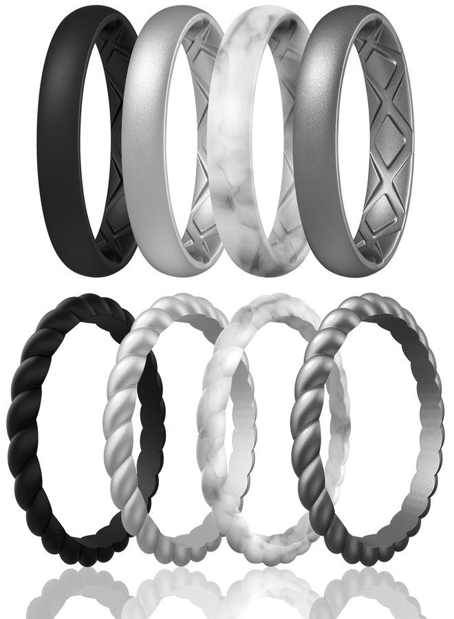 Egnaro Women's Bridal Rings Sets, Inner Arc Ergonomic Breathable Design Silicone Rubber Wedding Bands, 7.5-8, Silicone, No Gemstone - Image 1