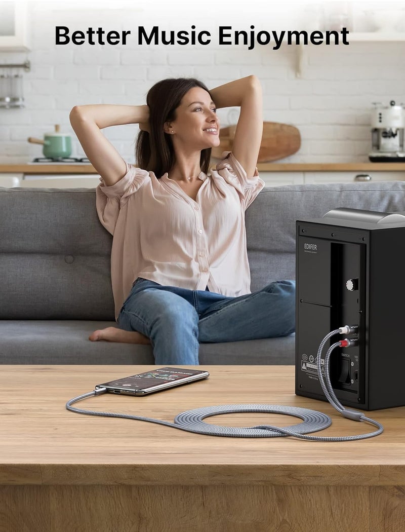 jsaux ® 6.6Ft/2M Rca To 3.5 mm Male Cable, Nylon Braided 3.5 Mm Aux To Rca Cable, Male To Male 1/8 To Rca Audio Y Cord For Smartphones, Mp3, Tablets, Speakers, Hdtv, Grey - Image 2