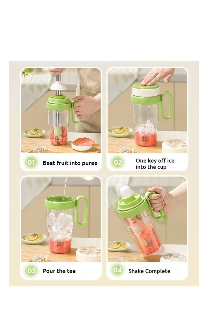 1000ml large-capacity portable DIY beverage cup (including cup, ice tray, ice hammer, straw, straw cap), easy to make at home: milk tea, lemon tea, fruit tea, DIY creative and refreshing special iced drinks. The cup has a handle for easy carrying and can be used in multiple scenarios. It is a must-have in summer. - Image 4