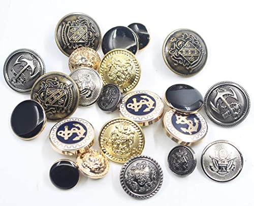 MosBug 14 Pieces Gold Vintage Antique Metal Blazer Button Set - 3D Lion Head - for Blazer, Suits, Sport Coat, Uniform, Jacket 17mm 23mm - Image 5