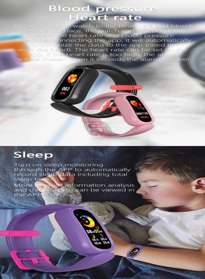 T16 Kids Smart Watch with Silicone Strap – Heart Rate, BP Operator, SpO2, Sleep Monitoring, Waterproof, Multi-Sport Modes , Pink - Image 3