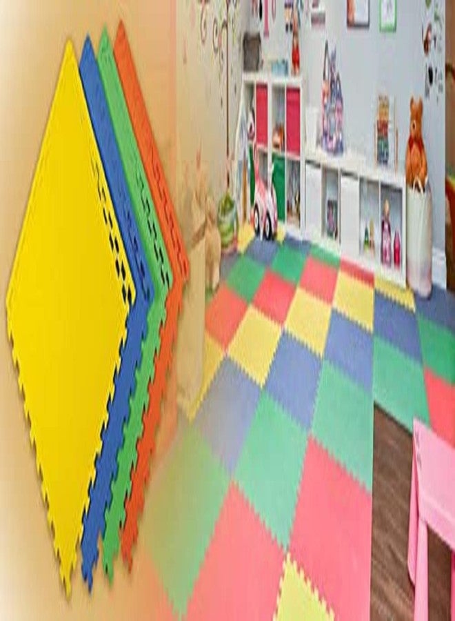 EXOTICE Waterproof Double Sideed Interlocking Floor Foam Play Mat for Kids Multicolor 60 x 60 cm x 12 mm Thick Each Tile - Set of 4 Pieces - Image 2