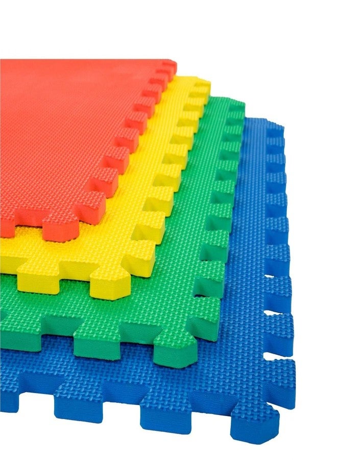 EXOTICE Waterproof Double Sideed Interlocking Floor Foam Play Mat for Kids Multicolor 60 x 60 cm x 12 mm Thick Each Tile - Set of 4 Pieces - Image 1