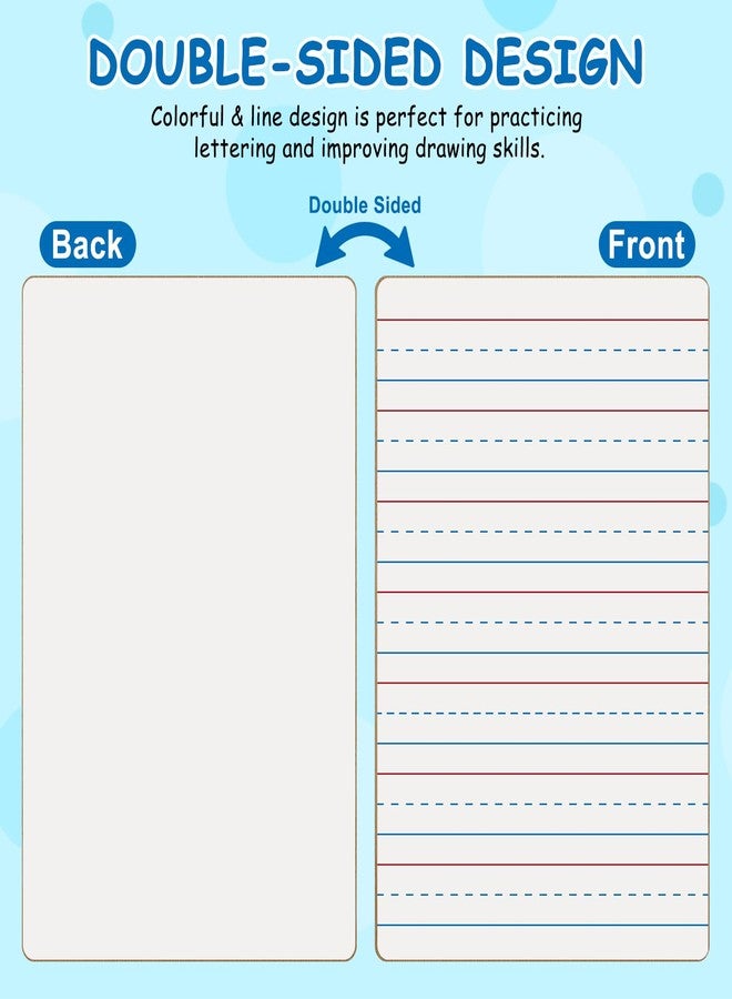Justification leftBC 4-Pack Mini Dry Erase Boards, 6"x9" Double-Sided Lined Whiteboards for Students, Teachers - Reusable Boards for Math, English, Handwriting Practice, Ideal for Classroom & Homeschool Learning - Image 2