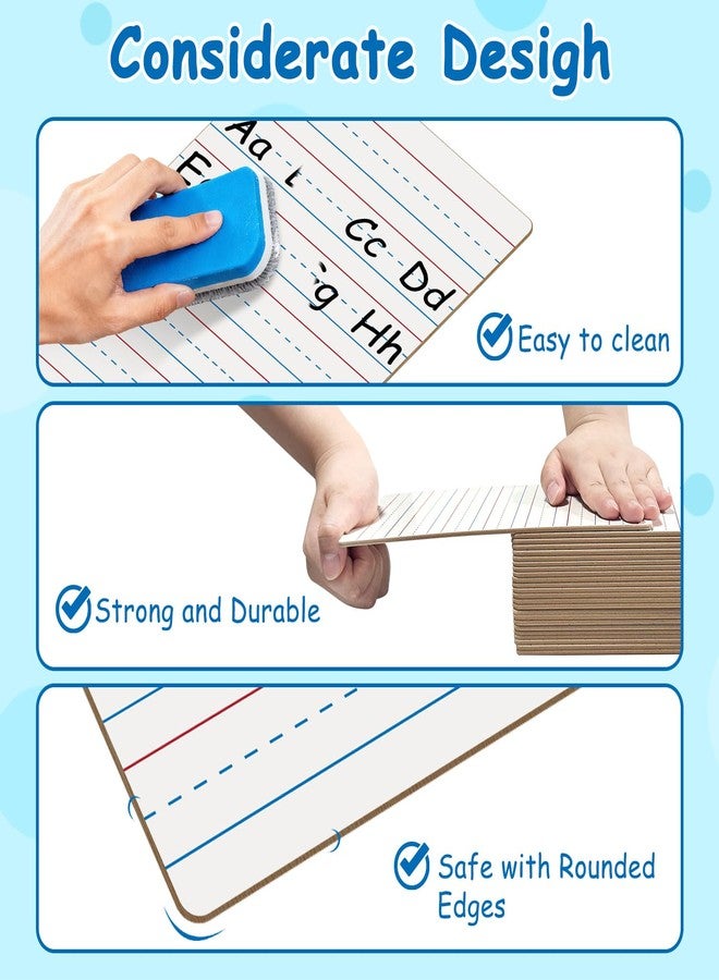 Justification leftBC 4-Pack Mini Dry Erase Boards, 6"x9" Double-Sided Lined Whiteboards for Students, Teachers - Reusable Boards for Math, English, Handwriting Practice, Ideal for Classroom & Homeschool Learning - Image 4
