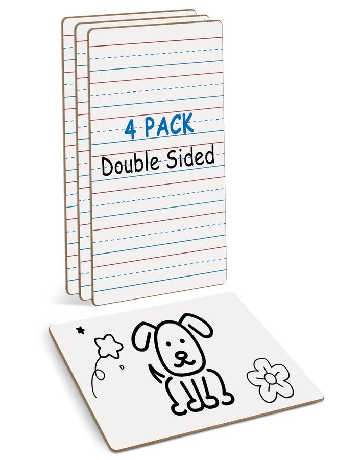 Justification leftBC 4-Pack Mini Dry Erase Boards, 6"x9" Double-Sided Lined Whiteboards for Students, Teachers - Reusable Boards for Math, English, Handwriting Practice, Ideal for Classroom & Homeschool Learning - Image 1