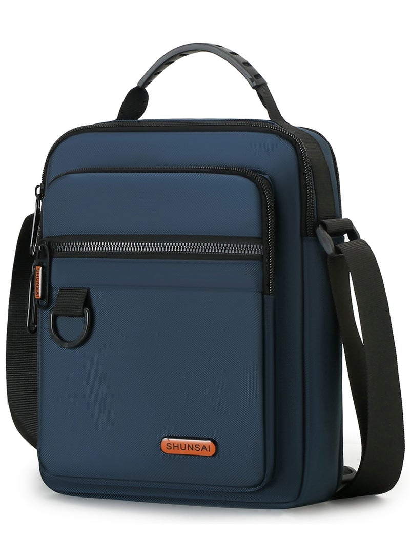 Qiccijoo Crossbody Bag Messenger Bag for Men Women Shoulder Bag Sling Bag for Business Office School Travel Satchel Bag Carry Bags Purse(Blue) - Image 1