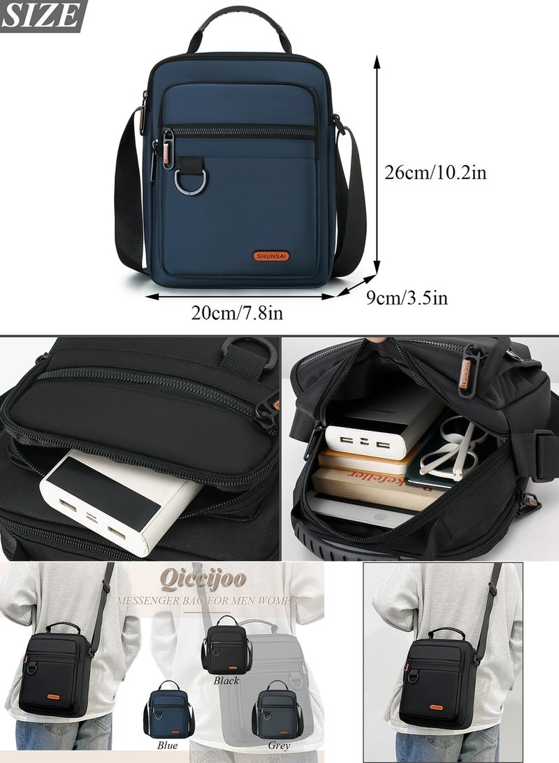 Qiccijoo Crossbody Bag Messenger Bag for Men Women Shoulder Bag Sling Bag for Business Office School Travel Satchel Bag Carry Bags Purse(Blue) - Image 2