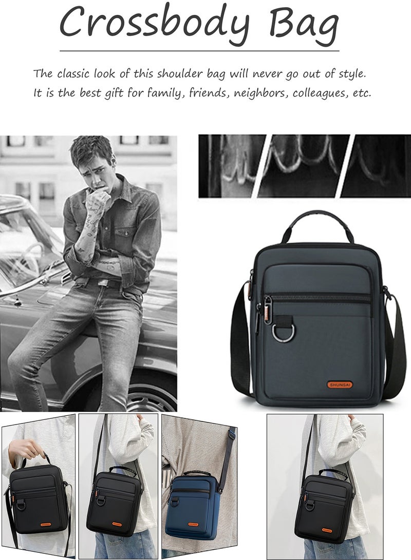 Qiccijoo Crossbody Bag Messenger Bag for Men Women Shoulder Bag Sling Bag for Business Office School Travel Satchel Bag Carry Bags Purse(Blue) - Image 5