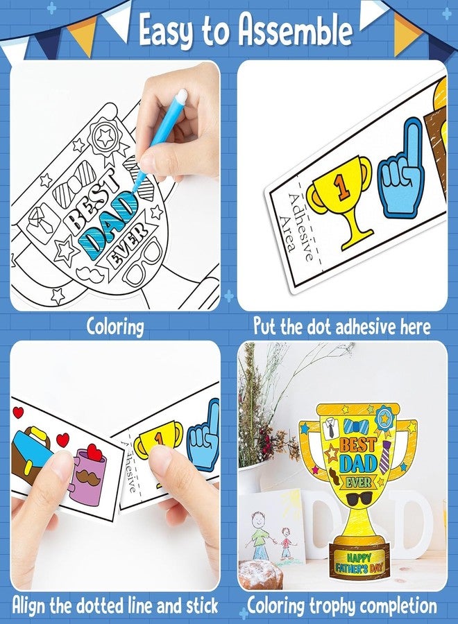 CY2SIDE DIY Father’s Day Gifts - 28PCS Father’s Day Trophy Craft Kit for Kids Make Your Own Father’s Day Trophy Craft Gifts for Dad Color Your Best Dad Trophy Craft for Kids Home School Fun Activities - Image 3