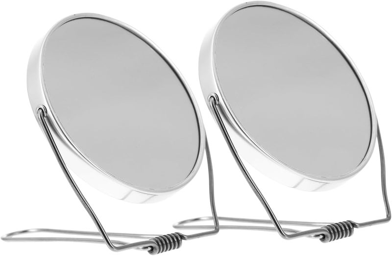 CANIGHT 2pcs Portable Double-Sided Hand Mirror Compact Folding Vanity Mirror for Makeup Travel-Friendly Design for Home Office and Go Touch-ups - Image 1