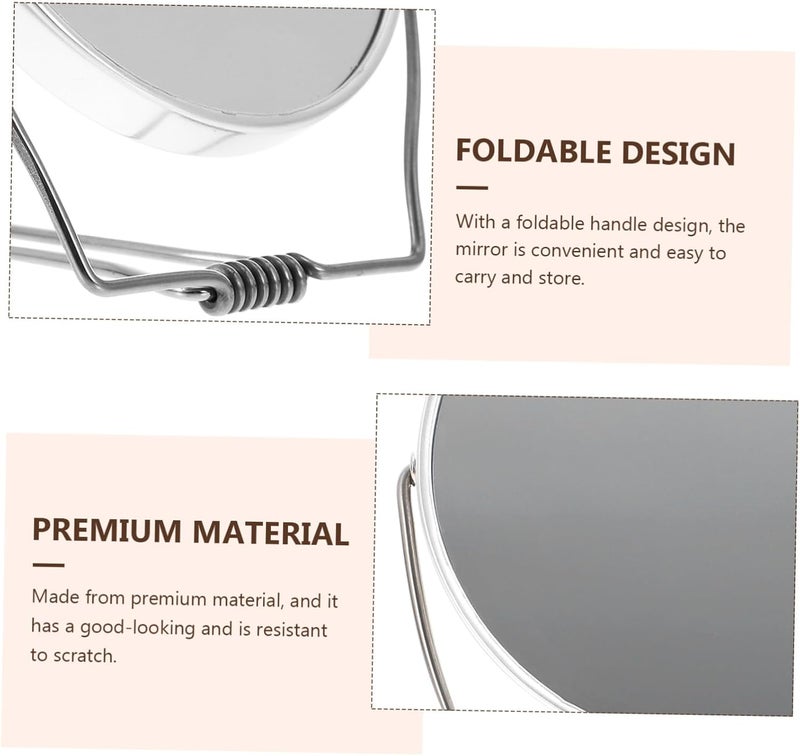 CANIGHT 2pcs Portable Double-Sided Hand Mirror Compact Folding Vanity Mirror for Makeup Travel-Friendly Design for Home Office and Go Touch-ups - Image 3