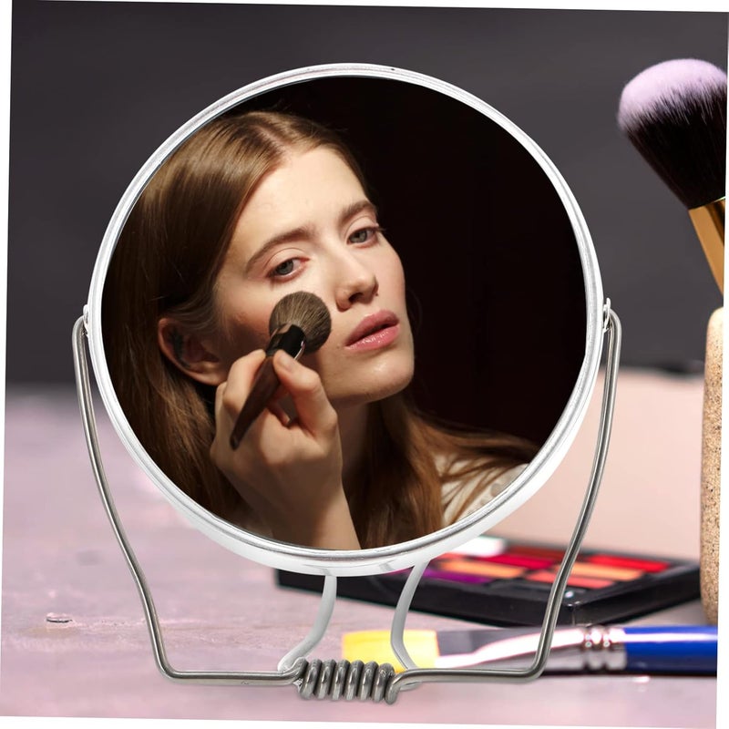 CANIGHT 2pcs Portable Double-Sided Hand Mirror Compact Folding Vanity Mirror for Makeup Travel-Friendly Design for Home Office and Go Touch-ups - Image 4