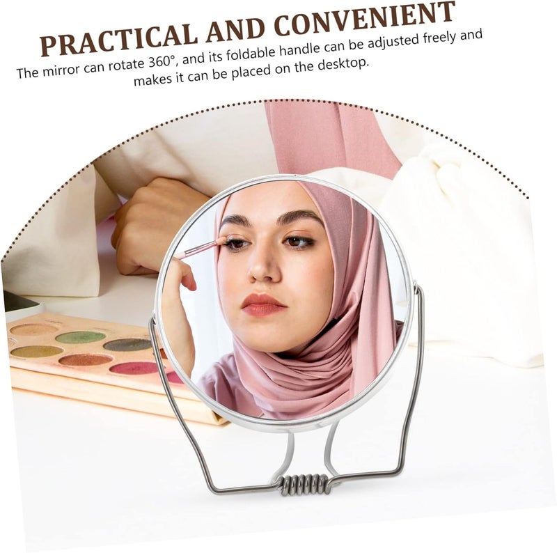 CANIGHT 2pcs Portable Double-Sided Hand Mirror Compact Folding Vanity Mirror for Makeup Travel-Friendly Design for Home Office and Go Touch-ups - Image 5