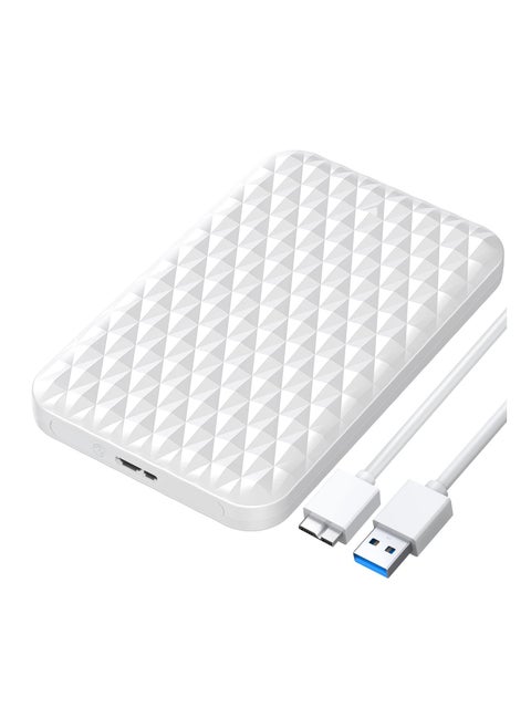 Hard Drive Enclosure 2.5 Inch, Sata to Usb 3.0 Hdd Enclosure for 7/9.5mm Ssd/Hdd Up To 6tb Tool-Free Support Uasp-2520u3-V1, Rate of Up to 5gbps. Compatible with Window/Mac/Linux(White)