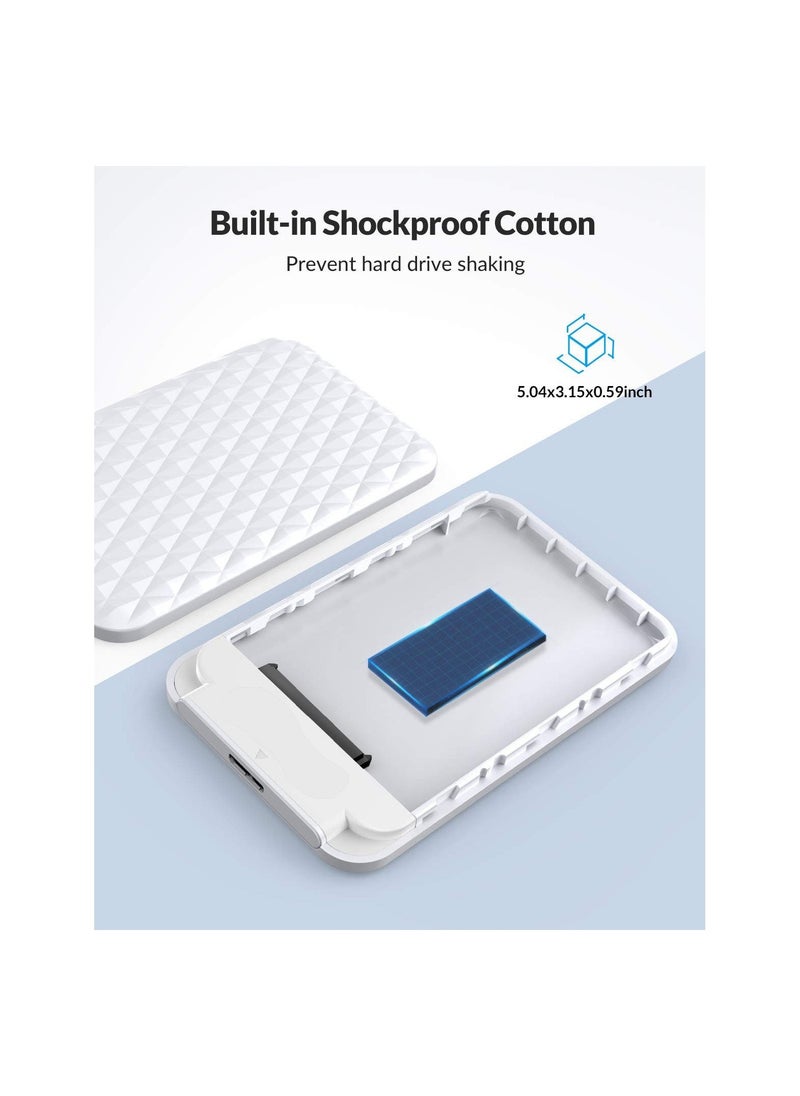 Generic - Hard Drive Enclosure 2.5 Inch, Sata to Usb 3.0 Hdd Enclosure for 7/9.5mm Ssd/Hdd Up To 6tb Tool-Free Support Uasp-2520u3-V1, Rate of Up to 5gbps. Compatible with Window/Mac/Linux(White) - Image 1
