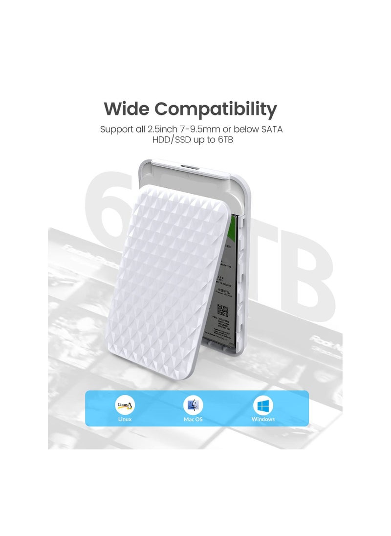 Generic - Hard Drive Enclosure 2.5 Inch, Sata to Usb 3.0 Hdd Enclosure for 7/9.5mm Ssd/Hdd Up To 6tb Tool-Free Support Uasp-2520u3-V1, Rate of Up to 5gbps. Compatible with Window/Mac/Linux(White) - Image 1