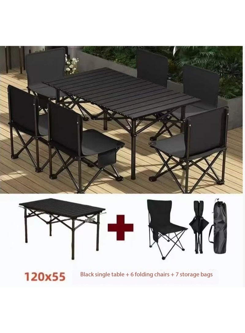 120CMx55CM table size,42x42x39CM chairs 6pcs,Foldable outdoor table and chairs set, outdoor table and chairs, camping table and chairs, foldable table and chairs, patio chairs - Image 2