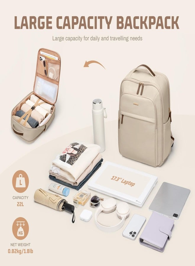 GOLF QUALITY 22L Travel Backpack for Women & Men,Carry On Bag for Airplanes Personal Item Laptop Backpack,17.3 Inch, A-apricot, 17.3 Inch, Modern - Image 3