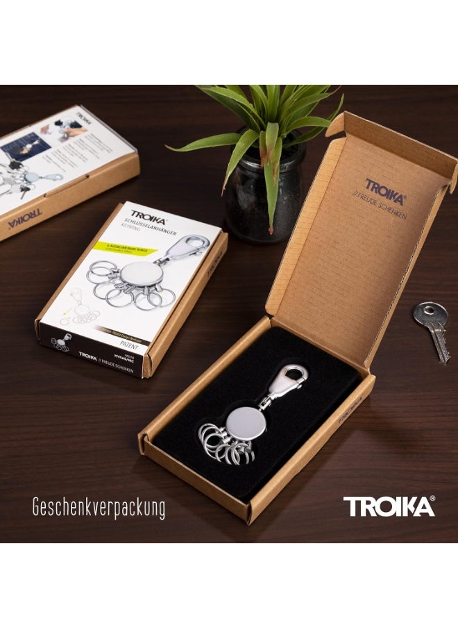 Troika Troika Patent – KYR60/MC – Keyring – incl. Carabiner – 6 Exchangeable Rings – Metal/Brass– matt – Chrome Plated – unisex-adult, Silver – TROIKA- Original  - Image 2