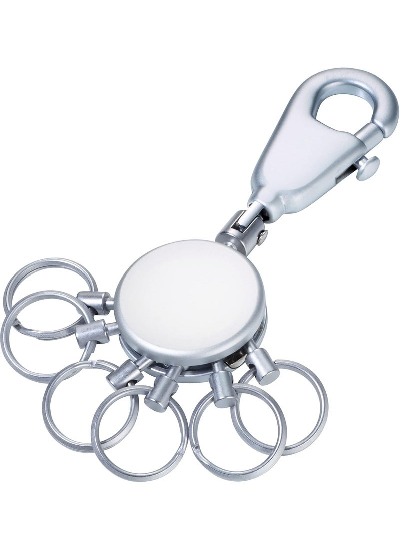 Troika Troika Patent – KYR60/MC – Keyring – incl. Carabiner – 6 Exchangeable Rings – Metal/Brass– matt – Chrome Plated – unisex-adult, Silver – TROIKA- Original  - Image 1