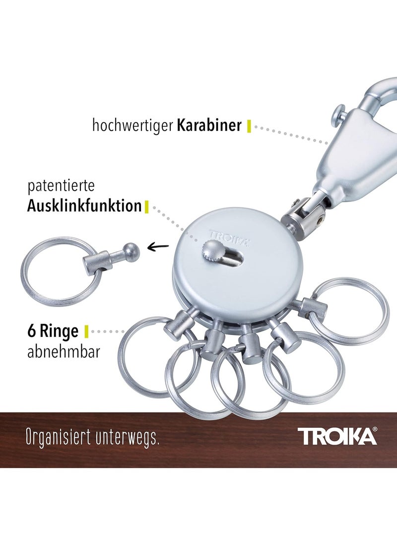 Troika Troika Patent – KYR60/MC – Keyring – incl. Carabiner – 6 Exchangeable Rings – Metal/Brass– matt – Chrome Plated – unisex-adult, Silver – TROIKA- Original  - Image 3