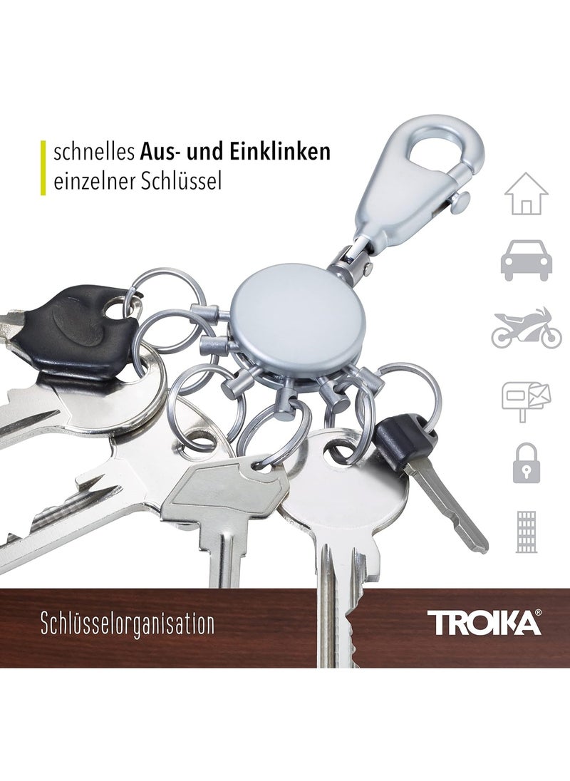 Troika Troika Patent – KYR60/MC – Keyring – incl. Carabiner – 6 Exchangeable Rings – Metal/Brass– matt – Chrome Plated – unisex-adult, Silver – TROIKA- Original  - Image 4