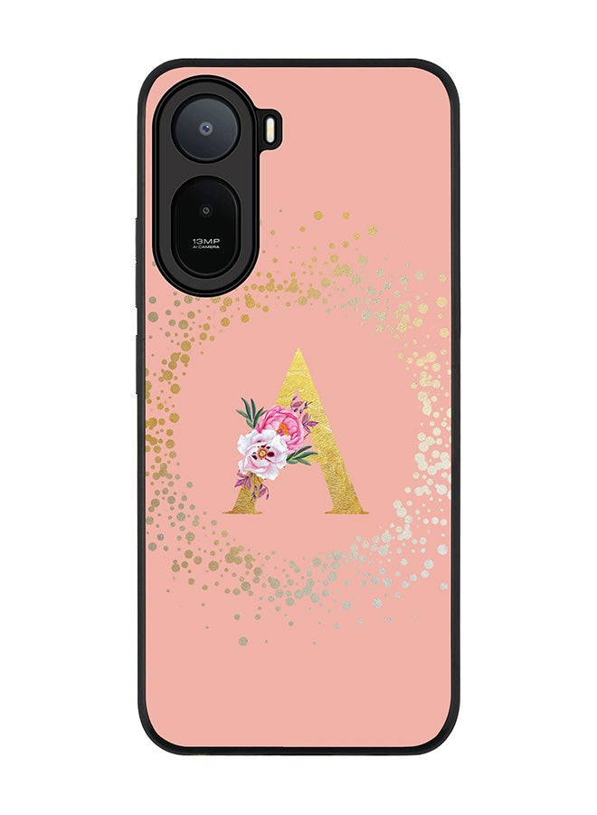 Stylizedd Rugged Case for Xiaomi Redmi A7 Pro 4G / Poco C81 / Poco C81 Pro / Poco C85x 5G- Slim Fit Hybrid Rubber Cover Floral Monogram - A (Rose Pink)