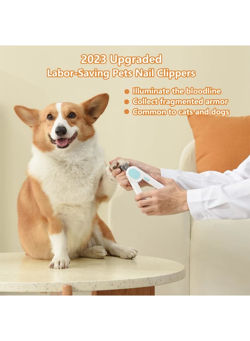 SYOSI Pet Nail Clippers, Dog Trimmers with Safety Guard, Professional Dog and Cat Nail Clippers with LED Light and Splash Shield - Upgraded 2023 Version - 2-in-1 Grooming Tool for Small Animals (Blue) - Image 5