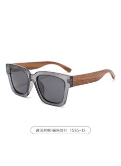 Generic New Oversized Wood Frame Polarized Sunglasses for Men C13 transparent gray frame walnut foot polarized gray sheet 