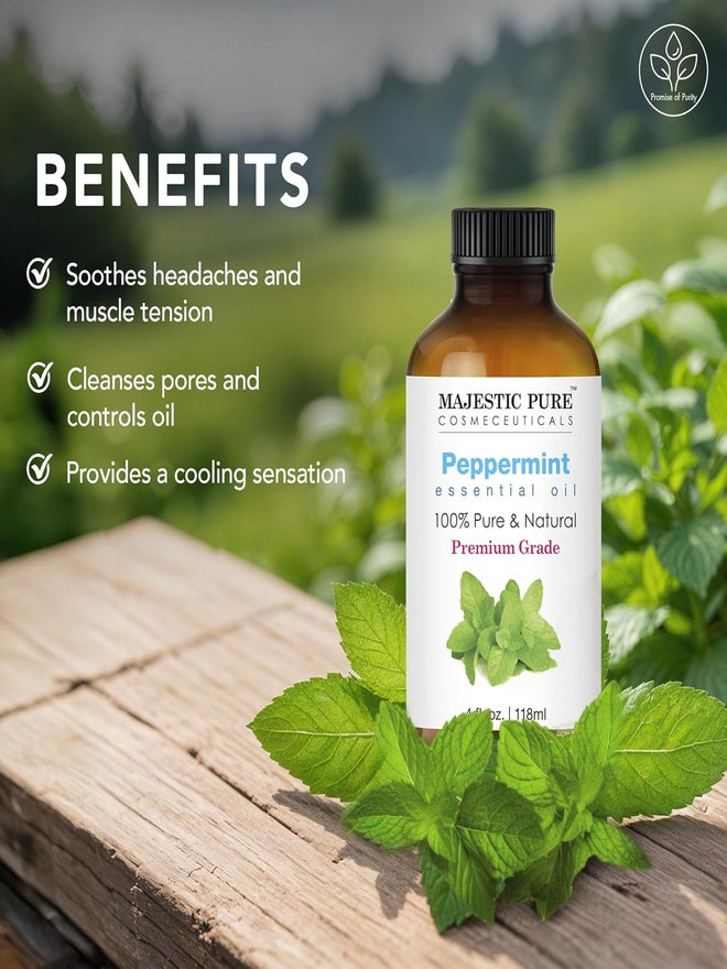 Majestic Pure Peppermint Essential Oil with Glass Dropper, 118ml - Image 4