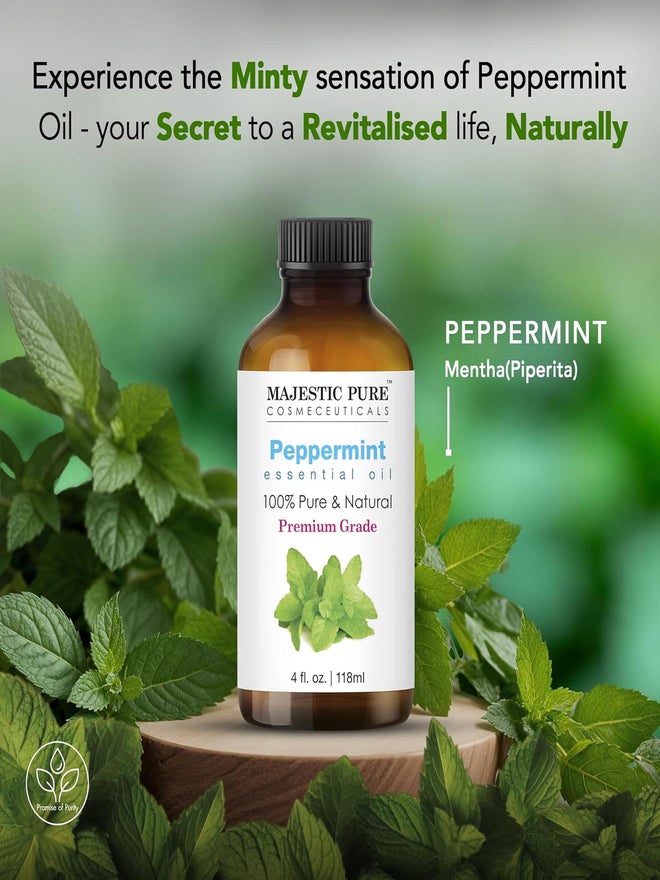 Majestic Pure Peppermint Essential Oil with Glass Dropper, 118ml - Image 2
