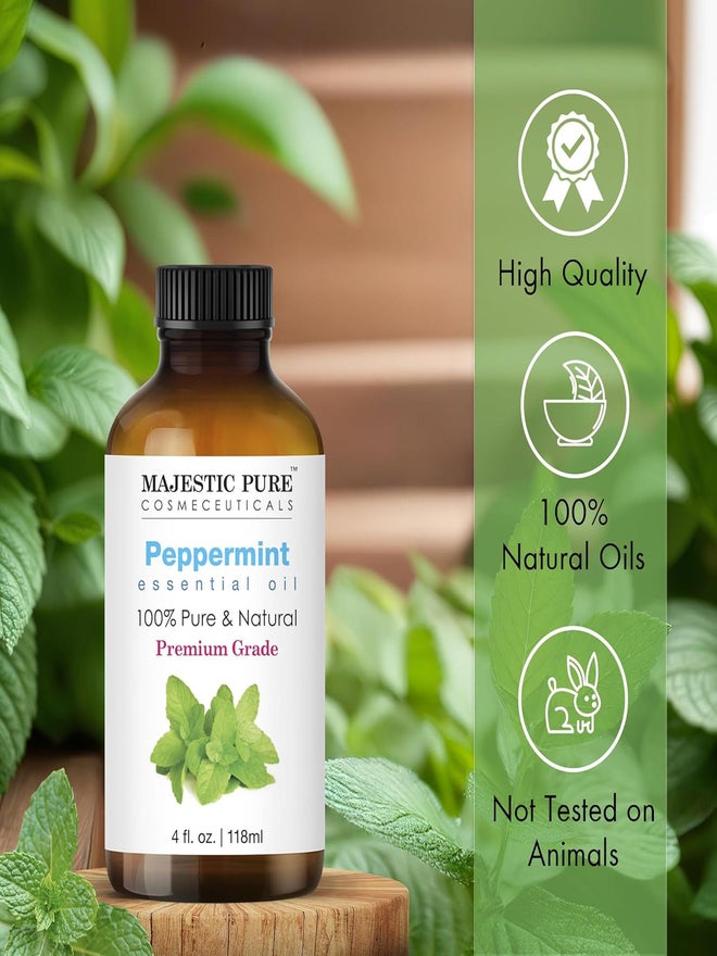 Majestic Pure Peppermint Essential Oil with Glass Dropper, 118ml - Image 3