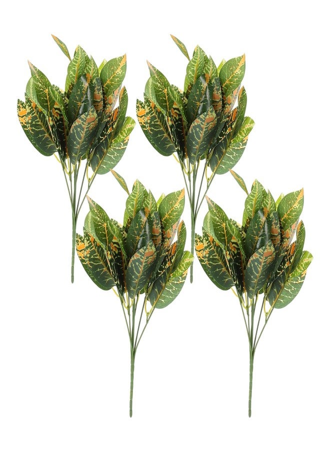 balacoo 4 Pcs Artificial Croton Plant Stems Lifelike Tropical Greenery Faux Indoor Plant Decorations for Home Office Wedding Party 12.59In - Image 1