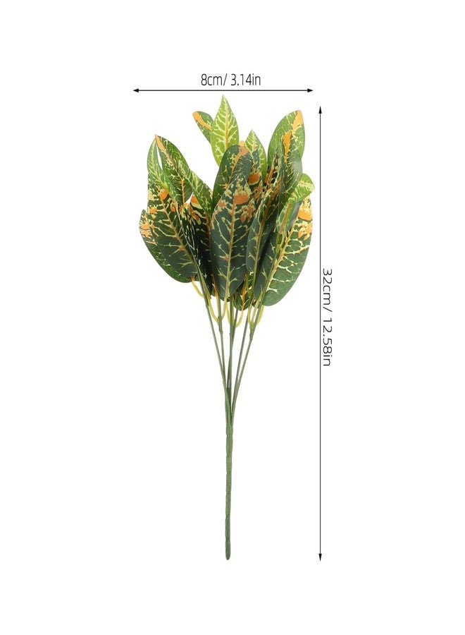 balacoo 4 Pcs Artificial Croton Plant Stems Lifelike Tropical Greenery Faux Indoor Plant Decorations for Home Office Wedding Party 12.59In - Image 4
