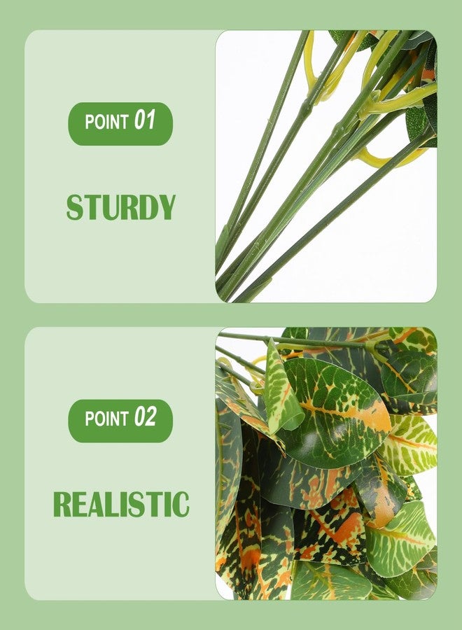 balacoo 4 Pcs Artificial Croton Plant Stems Lifelike Tropical Greenery Faux Indoor Plant Decorations for Home Office Wedding Party 12.59In - Image 5