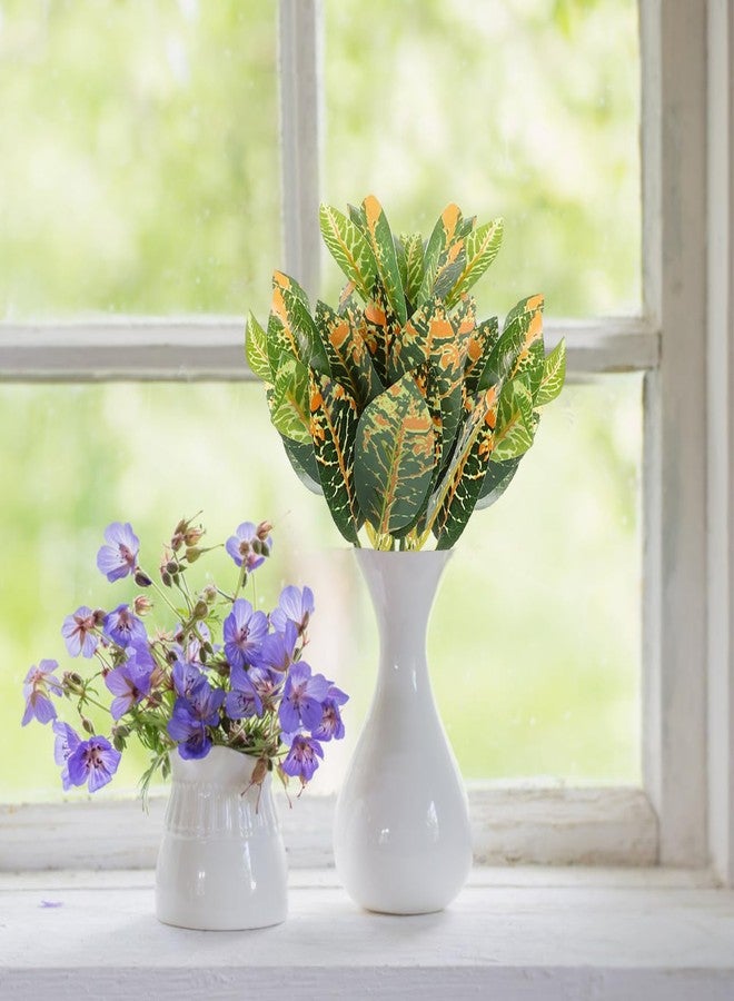 balacoo 4 Pcs Artificial Croton Plant Stems Lifelike Tropical Greenery Faux Indoor Plant Decorations for Home Office Wedding Party 12.59In - Image 3