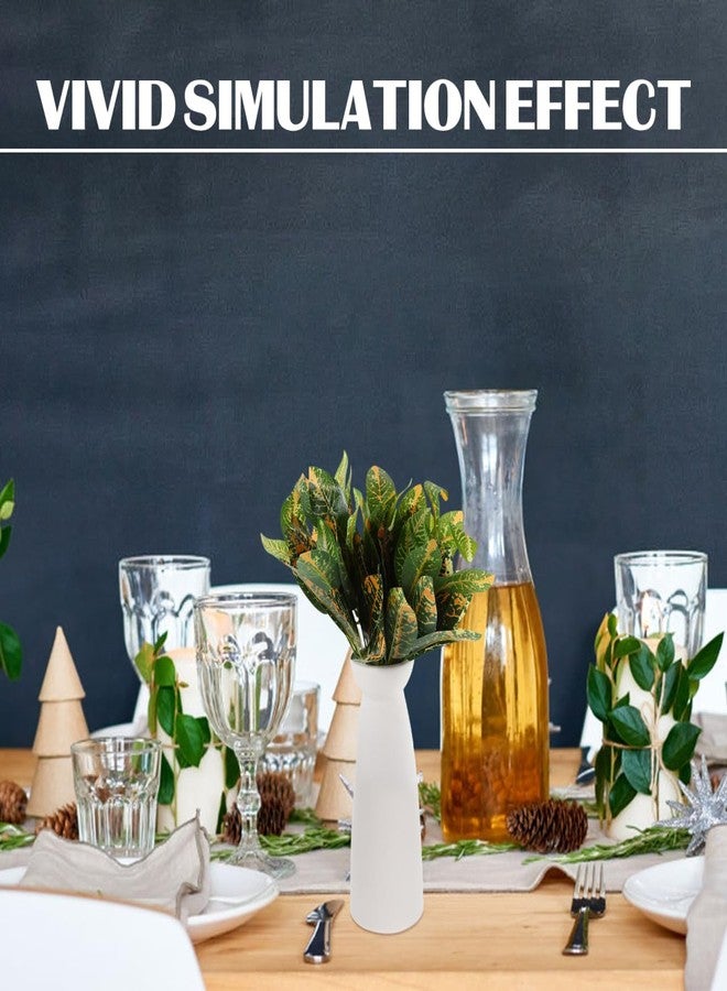 balacoo 4 Pcs Artificial Croton Plant Stems Lifelike Tropical Greenery Faux Indoor Plant Decorations for Home Office Wedding Party 12.59In - Image 2