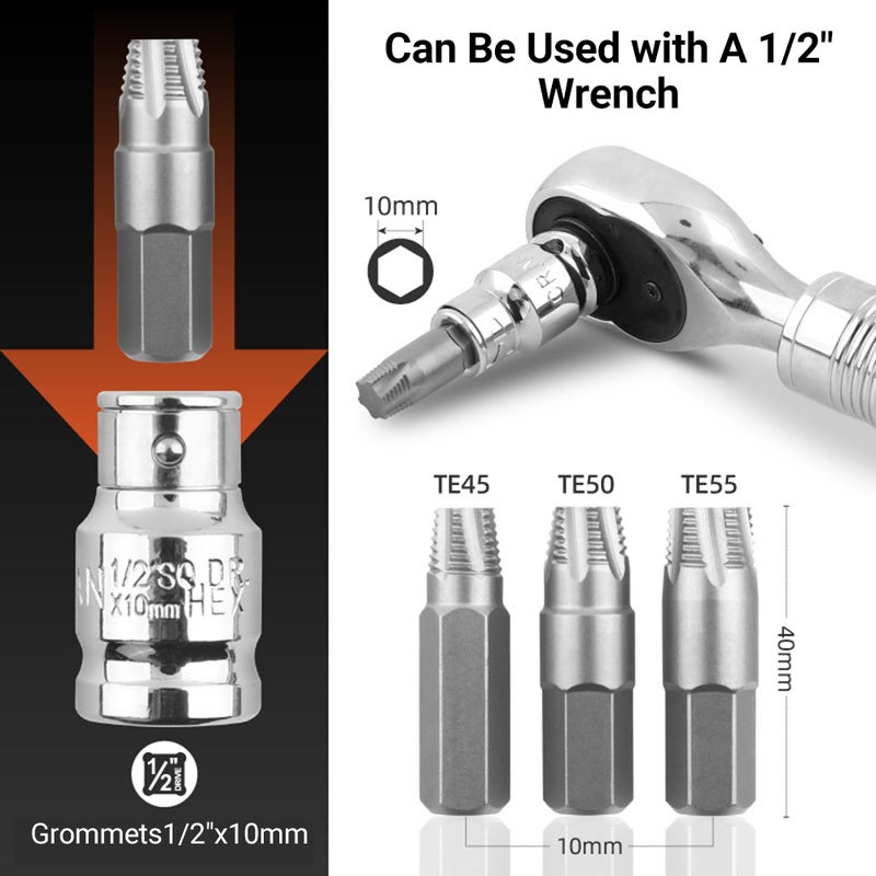 12Pcs Damaged Screw Extractor Set, Remover for Stripped Head Screws Nuts & Bolts Drill Bit Tools for Easy Removal of Rusty & Broken Hardware Can Not Drill Hole - Image 4